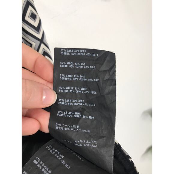 Prada Women's 36 Pants Diamond Pattern Wool Silk Blend Office Monochrome - Picture 6 of 12